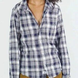 Frank & Eileen Top Barry Button Down Windowpane Grid Brown Blue Shirt P6121